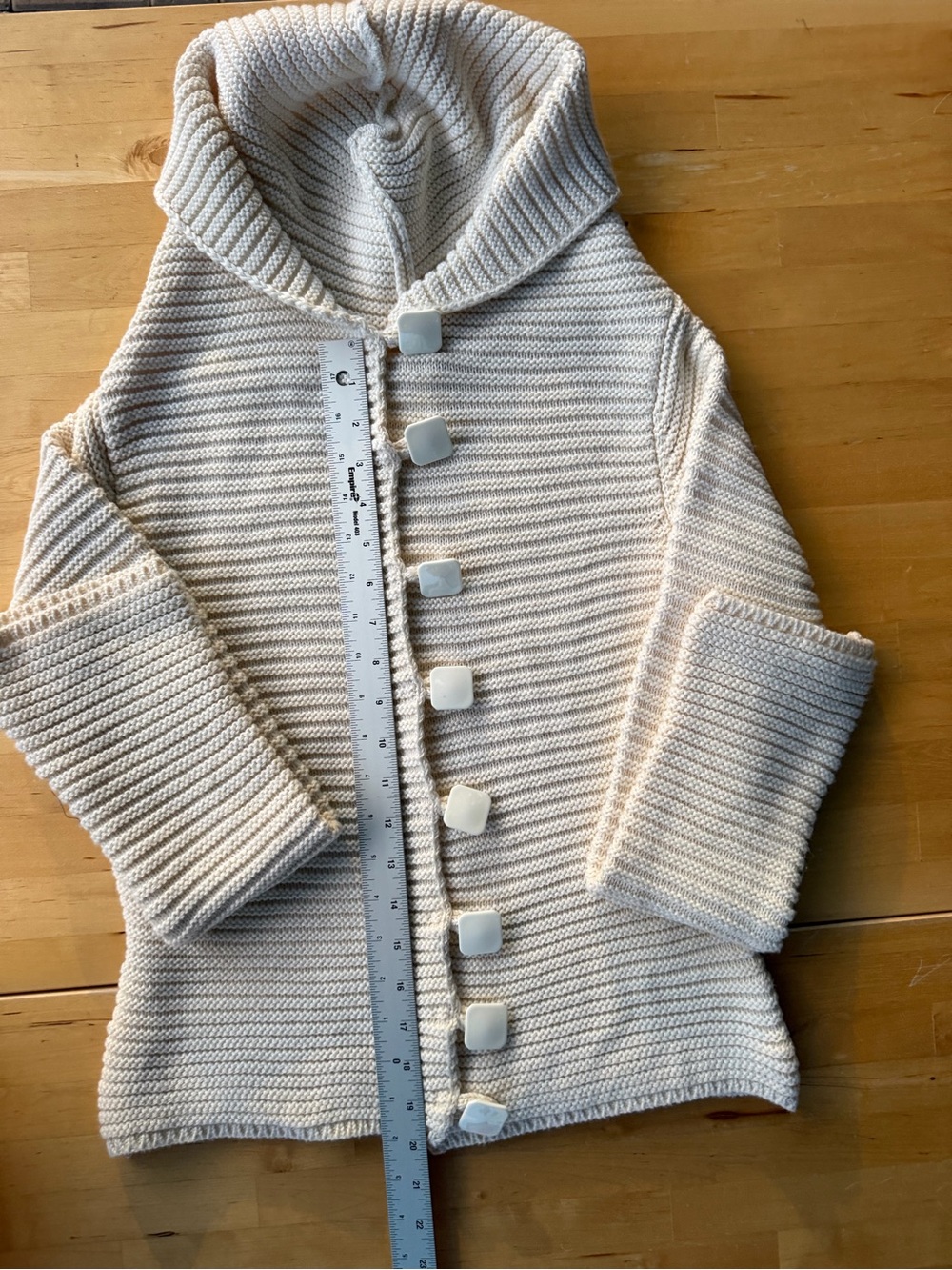 Cream Off-the-Shoulder Ribbed Button-Front Sweater - Picture 7 of 8